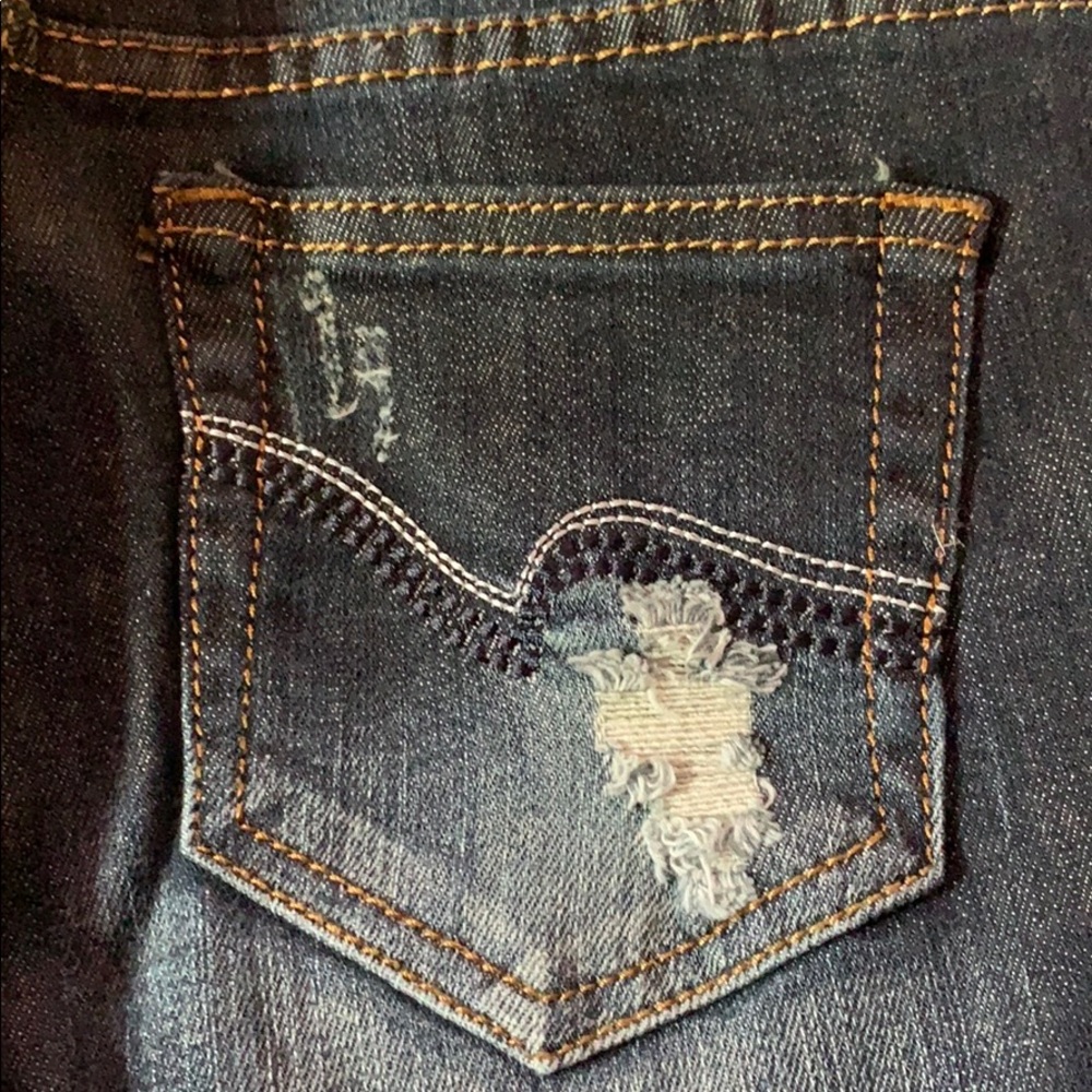 🔥SALE🔥LAST 1💖DESTROYED DARK-WASH SKINNY JEANS - Picture 5 of 8